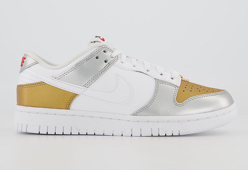 Nike Dunk Low White Gold Silver Red Release Date