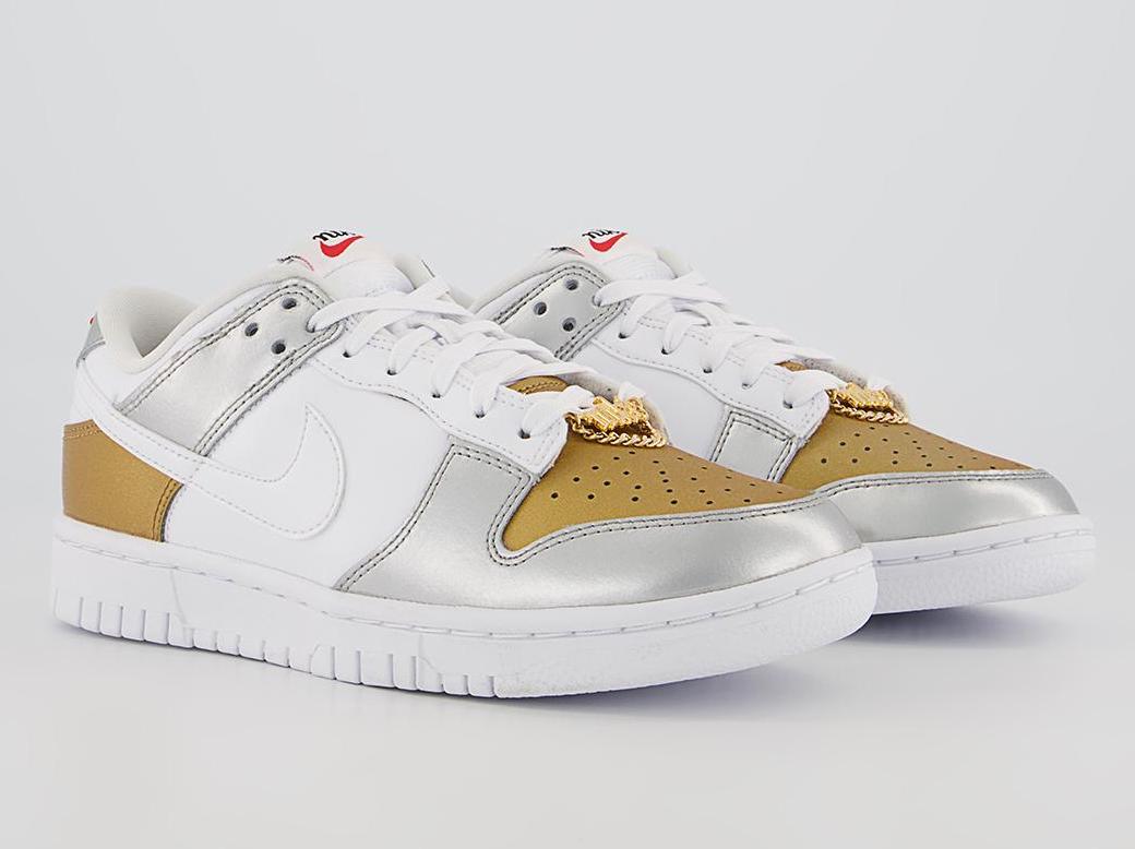 Nike Dunk Low White Gold Silver Red Release Date
